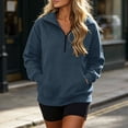 thumbnail image 4 of MaFYtyTPR Womens Half Zip Pullover Sweatshirt Long Sleeve Stand Collar Casual Athletic Hoodless Sweatshirts with Pocket A-Navy XL, 4 of 7