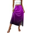 thumbnail image 5 of Gradient Ombre Maxi Skirt, High Waisted Side Slit Long Skirt with Pockets, Casual Summer Drawstring Flowy A-Line Bottoms, 5 of 6