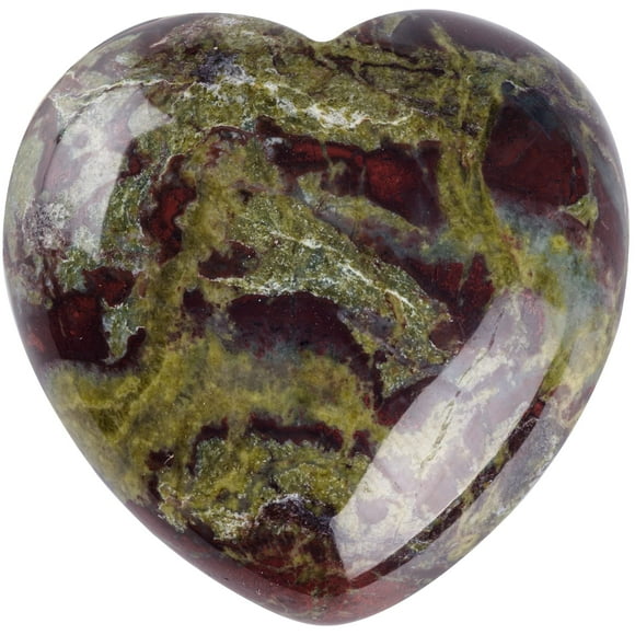 FORBY Natural 1.2" Dragon Blood Pocket Heart Love Stone Carved Palm Worry Stone Heart Shaped Healing Crystals for Chakra Reiki Balancing Therapy Meditation Valentine's Day Gift