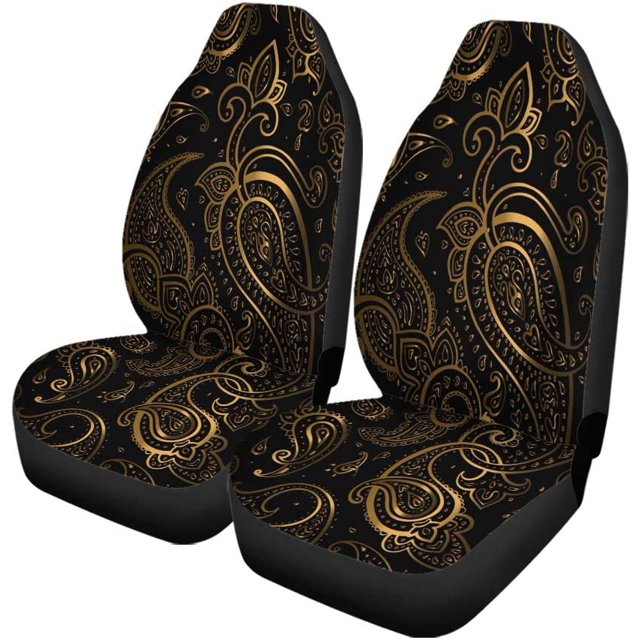 Juego de 2 fundas para asientos de coche ABPHQTO Paisley Beautiful Golden Elegant Universal