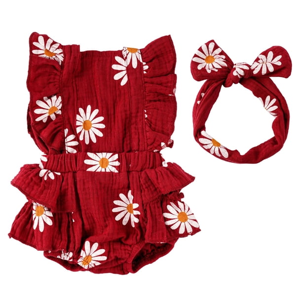 Conjunto de Ropa para Muñeca Reborn BABESIDE 2 Piezas con Estampado Floral en Rojo Vino