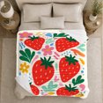 thumbnail image 5 of Printed Flannel Throw Blanket with Strawberry and Flower Print, 5 of 9