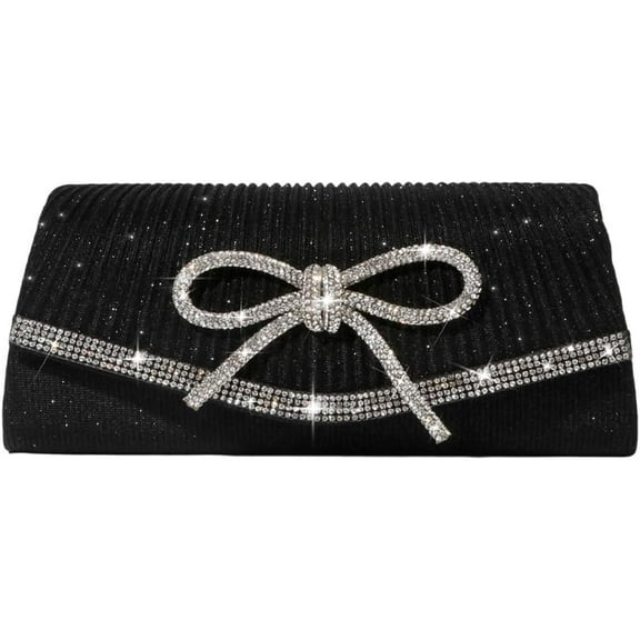 Kwuty Bow Evening Bag Sparkly Clutch Purses for Women Wedding Glitter Rhinestone Party Prom Purse Dressy Clutch Bags