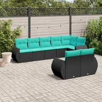 vidaXL 8 Piece Patio Sofa Set with Cushions Black Poly Rattan