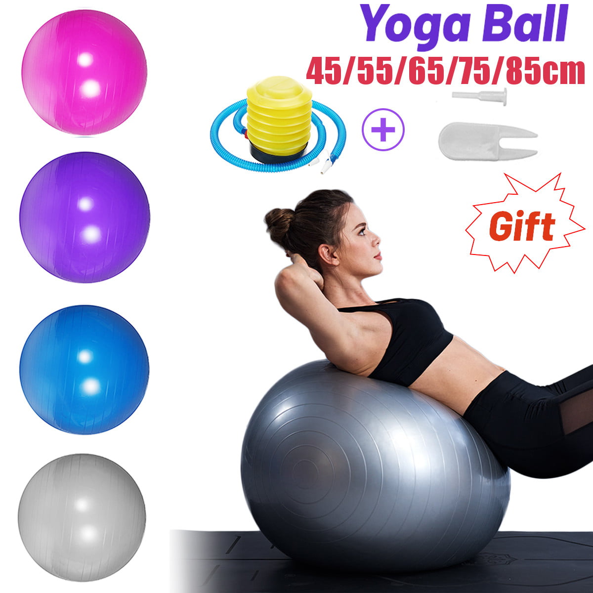Fitness Exercise Pilates Gym Yoga Bir #Buy 55/65/75/85CM Balance Ball w/ Pump 
