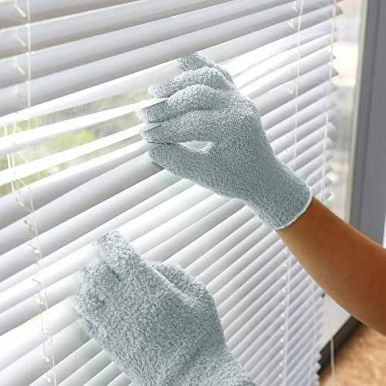 Microfiber Dusting Gloves , Dusting Cleaning Glove for Plants, Blinds,  Lamps,and Small Hard to Reach Corners(Grey+Green) 