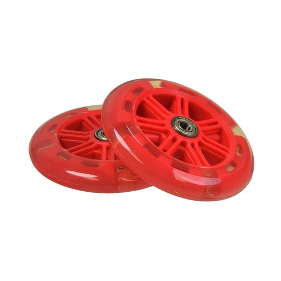 AlveyTech 125 mm Wheels for the Razor A3 Kick Scooter, Clear Wheel Red Hub (Set of 2)