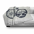 thumbnail image 3 of Travel Soft Flannel Fleece Throw Blanket, Abstract Compass and Nature Landscape as Bicycles Wheels, Cozy Plush for Indoor and Outdoor Use, 70" x 90", Violet Blue Off White, by Ambesonne, 3 of 6