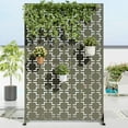 thumbnail image 2 of MAYEERTY 72×47" Outdoor Gray Olive Metal Privacy Panel Screen for Backyard & Garden, Geometric Square Pattern, 2 of 10