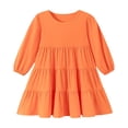 thumbnail image 4 of Vividxx Toddler Girl Dress Long Sleeve Fall Dress Ruffle A-Line Cute Casual Dress Solid Color Daily Wear Party 3-4 Years, 4 of 5