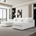 thumbnail image 2 of The Magic Home 5-Seater Cloud Modular U-Shaped Linen Sectional Sofa, White, 2 of 13