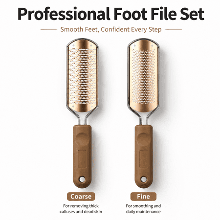 TAVENE 2 Pack Foot File & Rasp Callus Remover - Stainless Steel Coarse & Fine Scraper for Dry/Wet Feet, Professional Dead Skin Scrubber & Cracked Heel Care