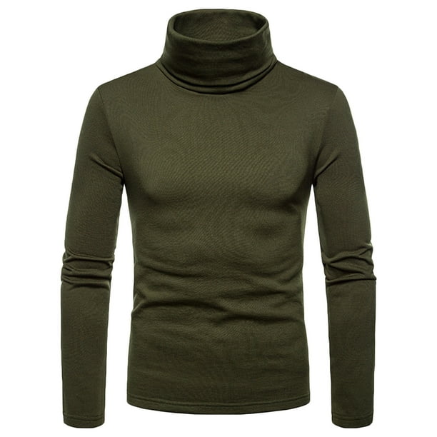 Camisas de Hombre Blusas de Manga Larga Con Cuello Redondo Blusa de Cuello Alto Sólida Informal Blusa de Camisa Básica Odeerbi ODB-4