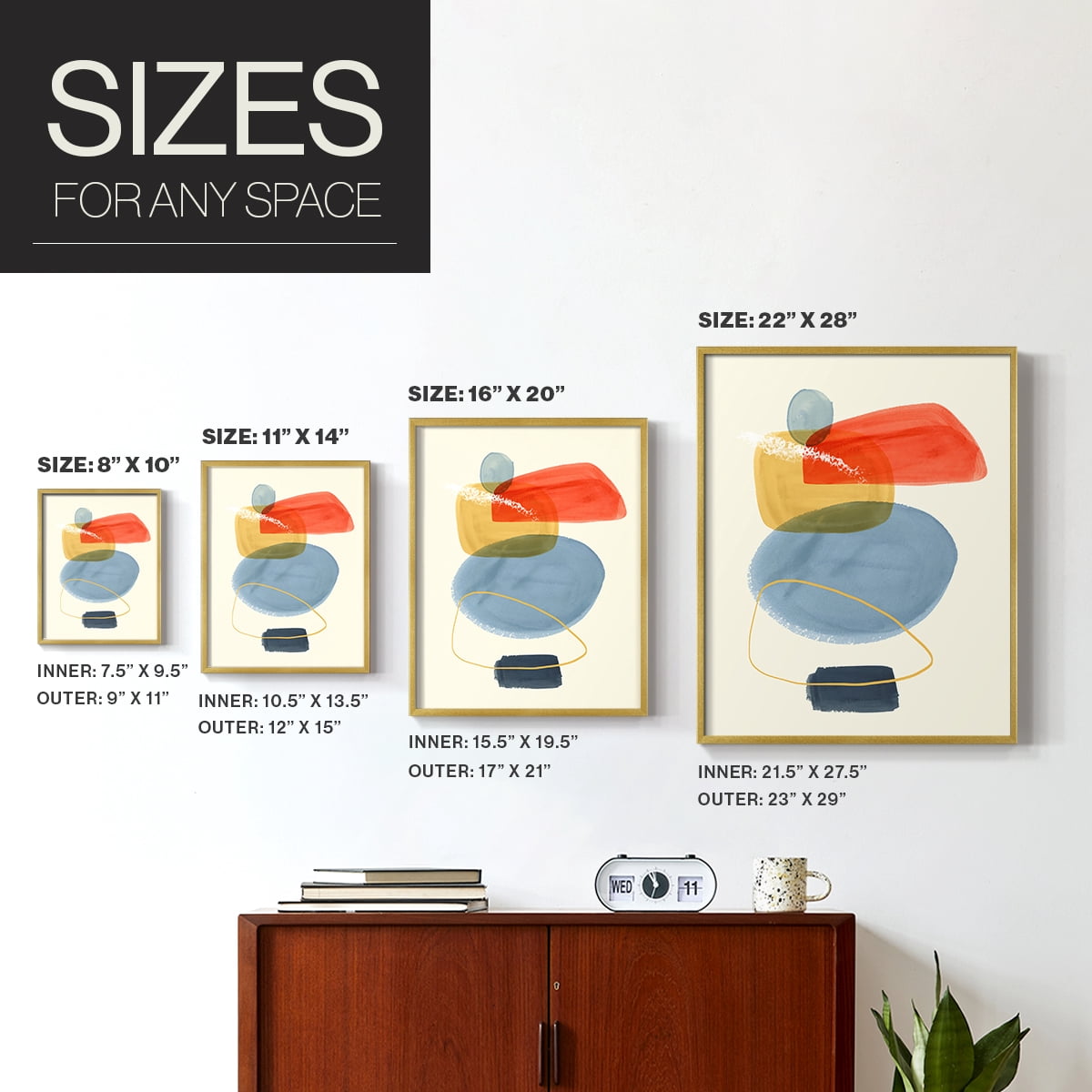 Bright Color Bundle I Framed Print in Gold Solid Wood Framed Print No Nail Hanging