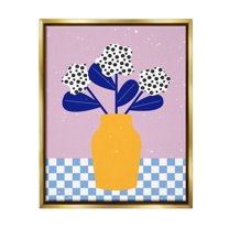 Stupell Industries Modern Polka Dot Plants Botanical & Floral Painting Gold Floater Framed Canvas Art Print Wall Art, 17 x 21