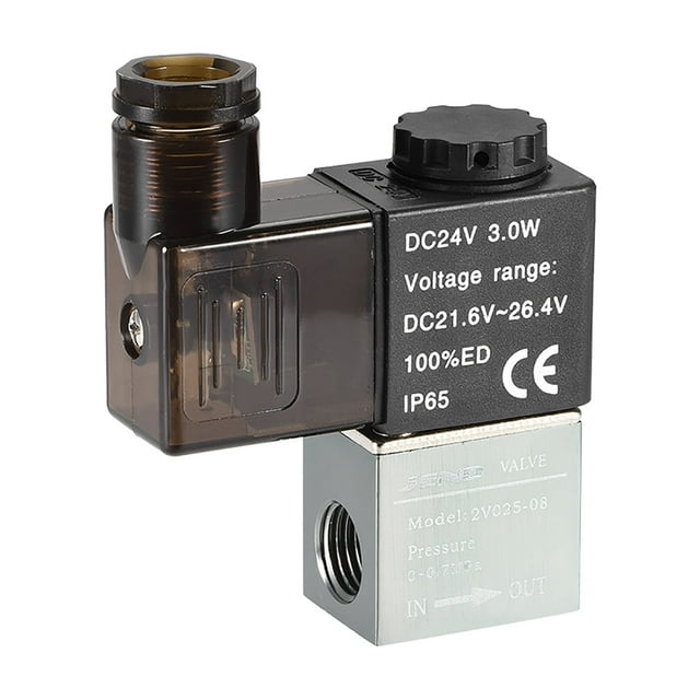 Válvula solenoide eléctrica NC de aire 2V025-08 DC 24V de 2 vías y 2 posiciones con rosca PT de 1/4" tipo de actuación pilotada internamente