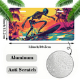thumbnail image 2 of 1 Pcs 2D Flat License Plate Covers & Frames, Skeleton Surfing at Sunset For Decorative Front, Waterproof For Decoration Aluminum License Plate Covers & Frames Cover For Men Women, 12" X 6", 2 of 7
