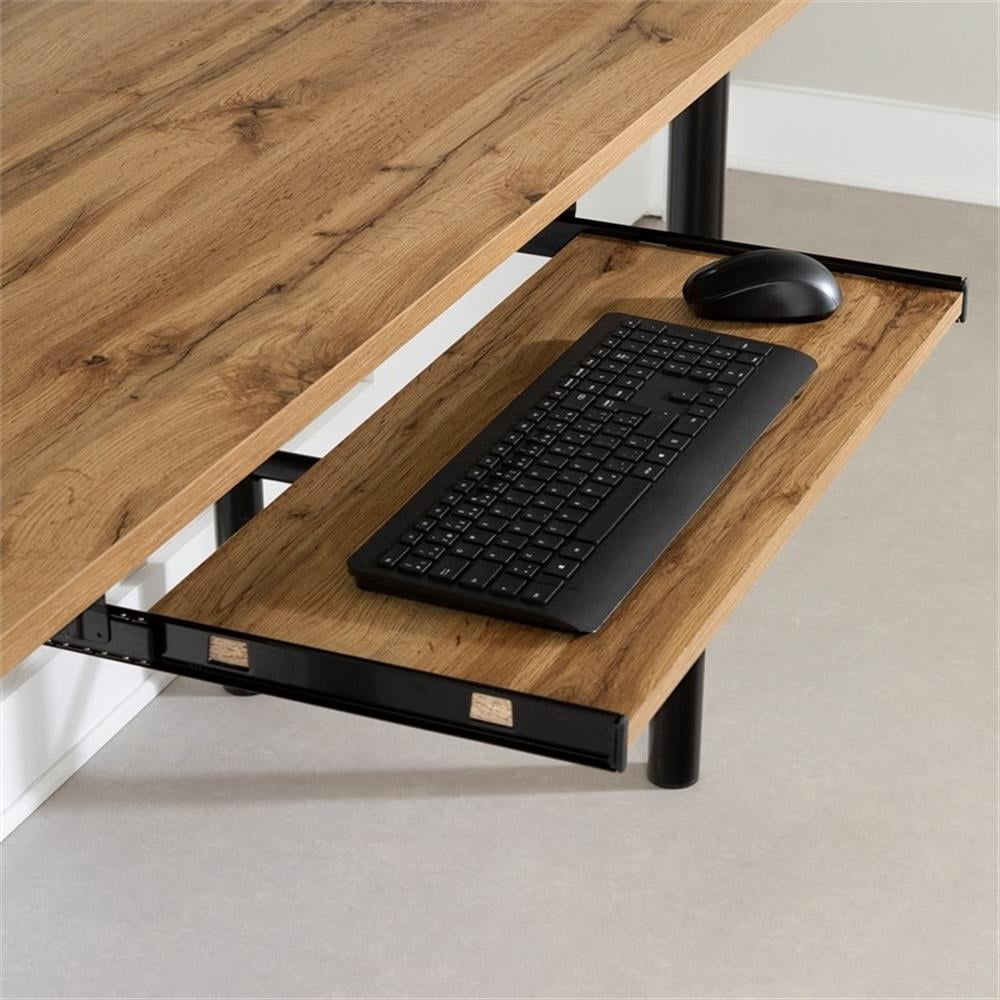 Pemberly Row Contemporary Desk with Keyboard Tray Nordik Oak