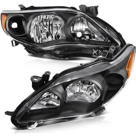 SCITOO Headlight Assembly For Toyota Corolla 2011-2013 Headlamp Black Housing Amber Reflector Clear Lens 8115002B60 81150-02B50 TO2519131 TO2503204 TO2502204 TO2518131
