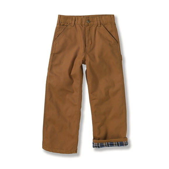 Carhartt Big Boys' Washed Flannel Lined Dungaree Pant, Carhartt Brown, 10