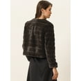 thumbnail image 4 of DARING DIVA Women's Long Sleeve Collarless Shaggy Soft Faux Fur Coat L Dark Brown, 4 of 6