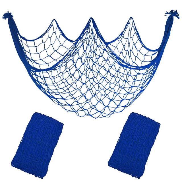 Pack de 2 redes para pescar Ihansee, 203 x 102 cm, color azul marino, decoración de algodón