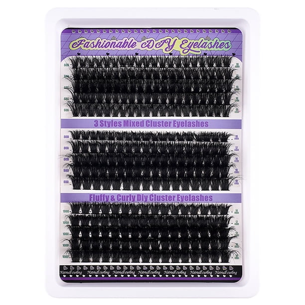 Set de pestañas postizas 3D Style 300 Cluster D Curl para realzar la belleza 1 ml