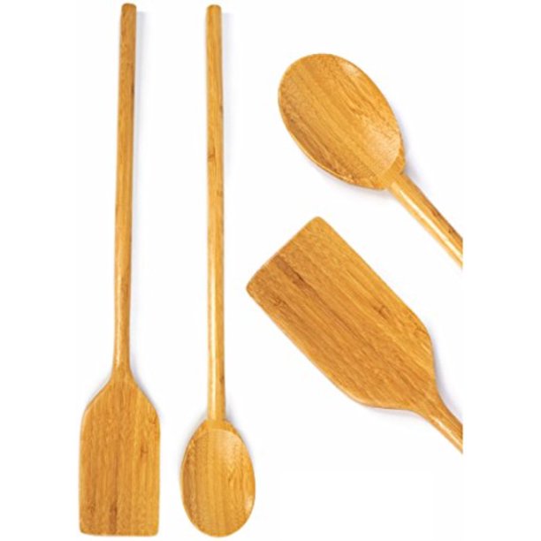 Extra Long Handled Cooking Utensils 16" Inch Wooden Mixing Spoon