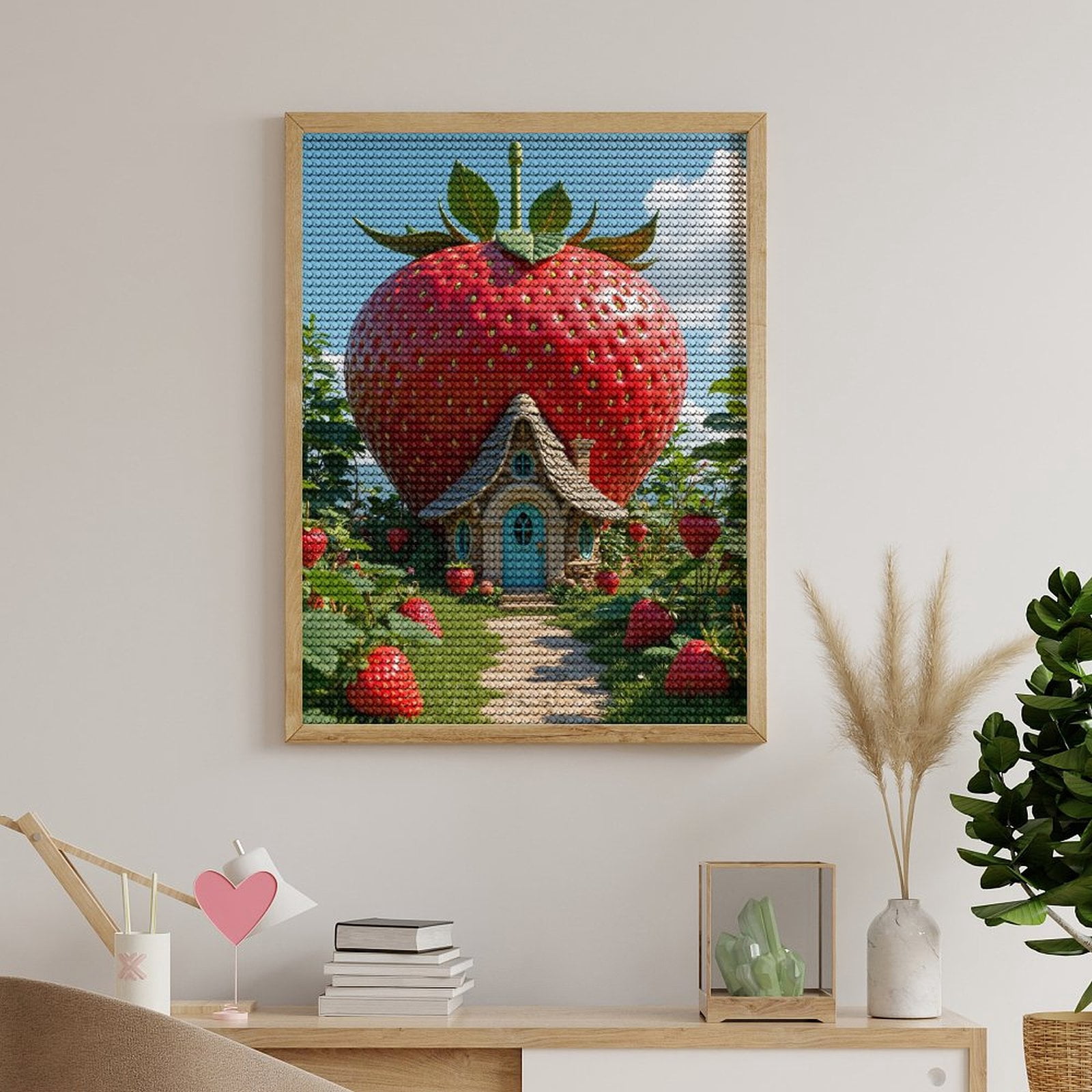 Diamond Art Kits for Adults, Strawberry Cottage Fairy Tale Scene 5D Diamond Painting Kits for Adults Beginners, DIY Full Drill Diamond Painting, Gem Art and Crafts 12x16