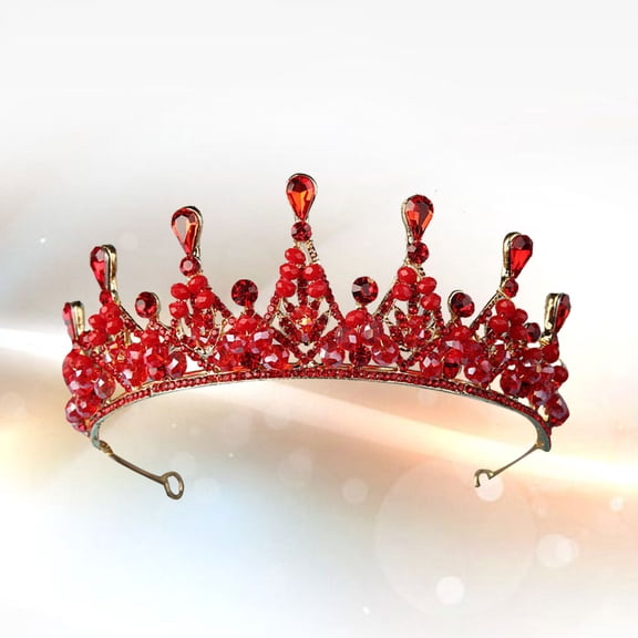LOLIPPYY Lightweight Red Rhinestone Bridal Accessory for Wedding, Photography, Special Events, and Formal Occasions