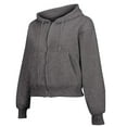 thumbnail image 6 of Women's Solid Color Zip Up Hooded Sweatshirt with Pockets,Comfortable Soft Lightweight Fabric,Pullover Style for Women's Workout,Running, Gym, Travel, Holiday and Daily Streetwear Fashion Dark Gray, 6 of 8