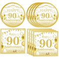 thumbnail image 1 of Juego Decoraciones Doradas Fiesta 90 Años Cumpleaños Aniversario Mujer Hombre, 1 of 6