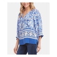 thumbnail image 3 of KAREN KANE Womens White Printed Long Sleeve V Neck Peasant Top Size: L, 3 of 4