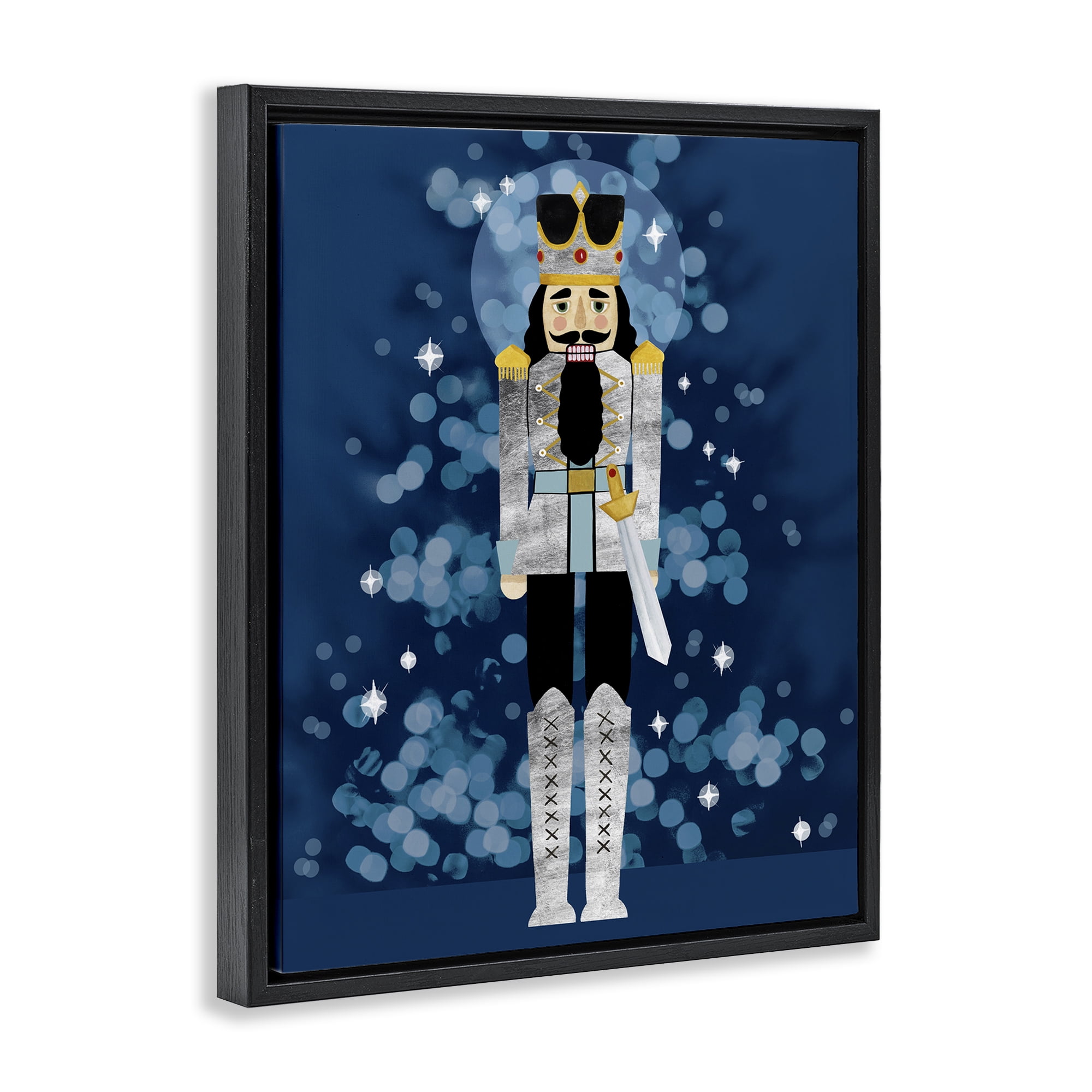 Stupell Industries Seasonal Modern Nutcracker Holiday Painting Black Floater Framed Art Print Wall Art, 17 x 21