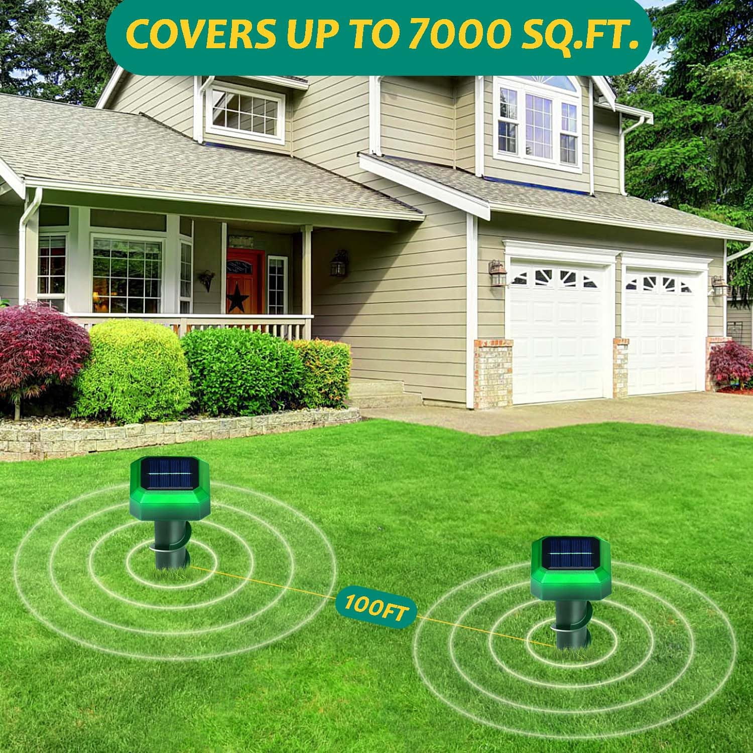 OIEXI Mole Repellent Solar Powered 2 Pack Waterproof Ultrasonic Deterrent for Mice