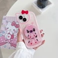 thumbnail image 1 of Funda de teléfono de dibujos animados de Hello Kitty para iPhone 14, 13, 12, 11 Pro Max, Xs, Xr, funda con espejo de maquillaje para niñas, 1 of 4