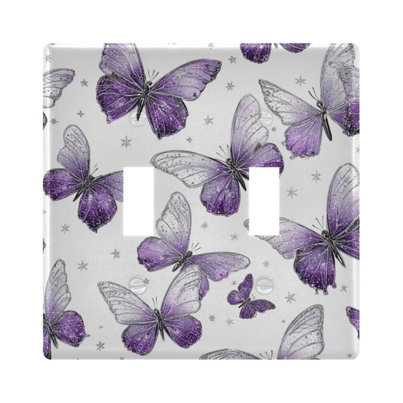 2-Gang Light Switch Wall Plate Outlet Cover for home electrical outlets Light Switch Cover Plates Lavender-colored Butterfly Pattern