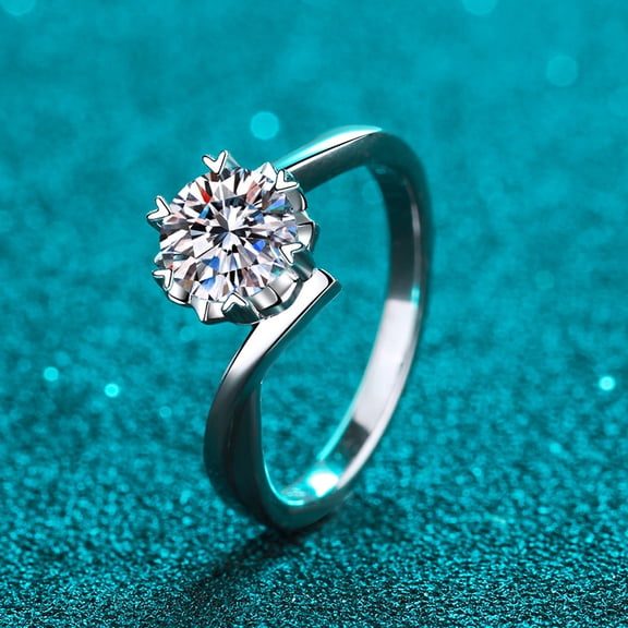 Romantic 1&2 ct Round Shape Moissanite Rings for Women - 925 Sterling Silver Wedding Band Ring & Engagement Jewelry Gift