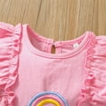 thumbnail image 6 of Penkiiy Newborn Infant Baby Girls Short Sleeve Ruffled Rainbow Romper Jumpsuit Outfits Cotton One-piece Romper 12-18 Months Pink on Sale, 6 of 9
