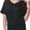 Black, variant on Womens Solid Short Sleeve V-Neck Boat Neck Dolman Top with Side Shirring Drape Tunic