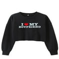 thumbnail image 2 of Sweat-shirts Recadrés pour Femmes Lettre Coeur Imprimé Col Rond Pulls, 2 of 4