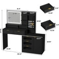 thumbnail image 5 of VEANERWOOD 55" Large Makeup Vanity Desk with 5 Drawers & Jewellery Cabinet, Vanity Table with Lots Shelves & LED Lighted Mirror for Bedroom, 5 of 8