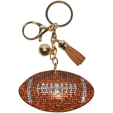 Sparkling Baseball & Football Keychain - Rhinestone Sport Ball Keyring For Backpacks, Purses, Gifts