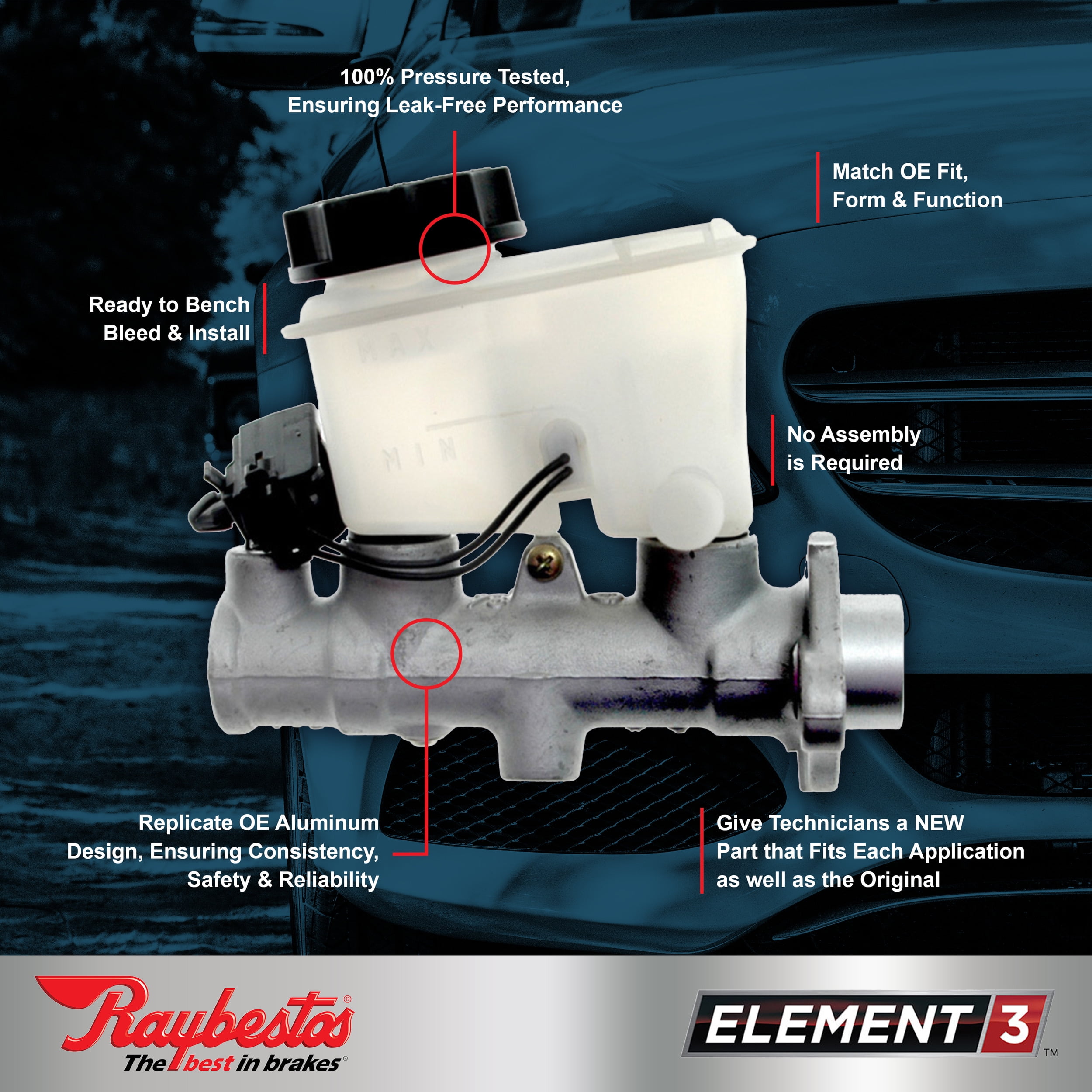 Raybestos Element3 New Master Cylinder, MC390148 Fits select: 2000-2002  TOYOTA COROLLA, 1998-2002 CHEVROLET GEO PRIZM