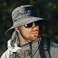thumbnail image 3 of harmtty Windproof Bucket Hat Men Summer Sun Hat Windproof Strap Wide Brim Anti uv Sun Foldable Portable Gardening Fishing Travel Outdoor Fisherman Black, 3 of 8