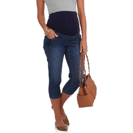 Planet Motherhood Maternity Full-Panel Denim Capris with Back Flap Pocket