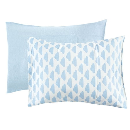 Hudson Baby Toddler Pillow Case 2 Pack Heather Light Blue Cloud