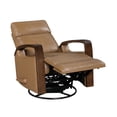 thumbnail image 6 of OakvillePark Vexa Faux Leather Swivel Glider Reclining Chair with Wooded Arms, Camel, 6 of 14