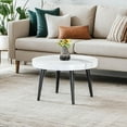 thumbnail image 6 of Round Coffee Table Small with Storage Side Modern White Marble Metal Leg for Living Room Apartment Bedroom, 6 of 8