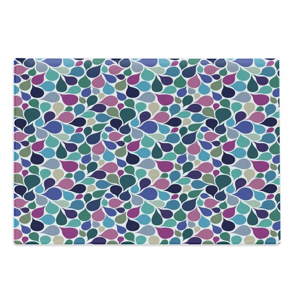 Abstract Cutting Board, Digital Raindrops Leafage Creative Contemporary Style Print, Decorative Tempered Glass Cutting and Serving Board, Large Size, Multicolor, by Ambesonne
